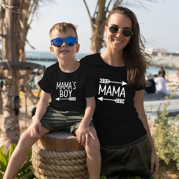 Maman et maman garçon imprimer maman et fils chemises assorties décontracté mère fils noir coton t-shirt bébé garçon body 220531