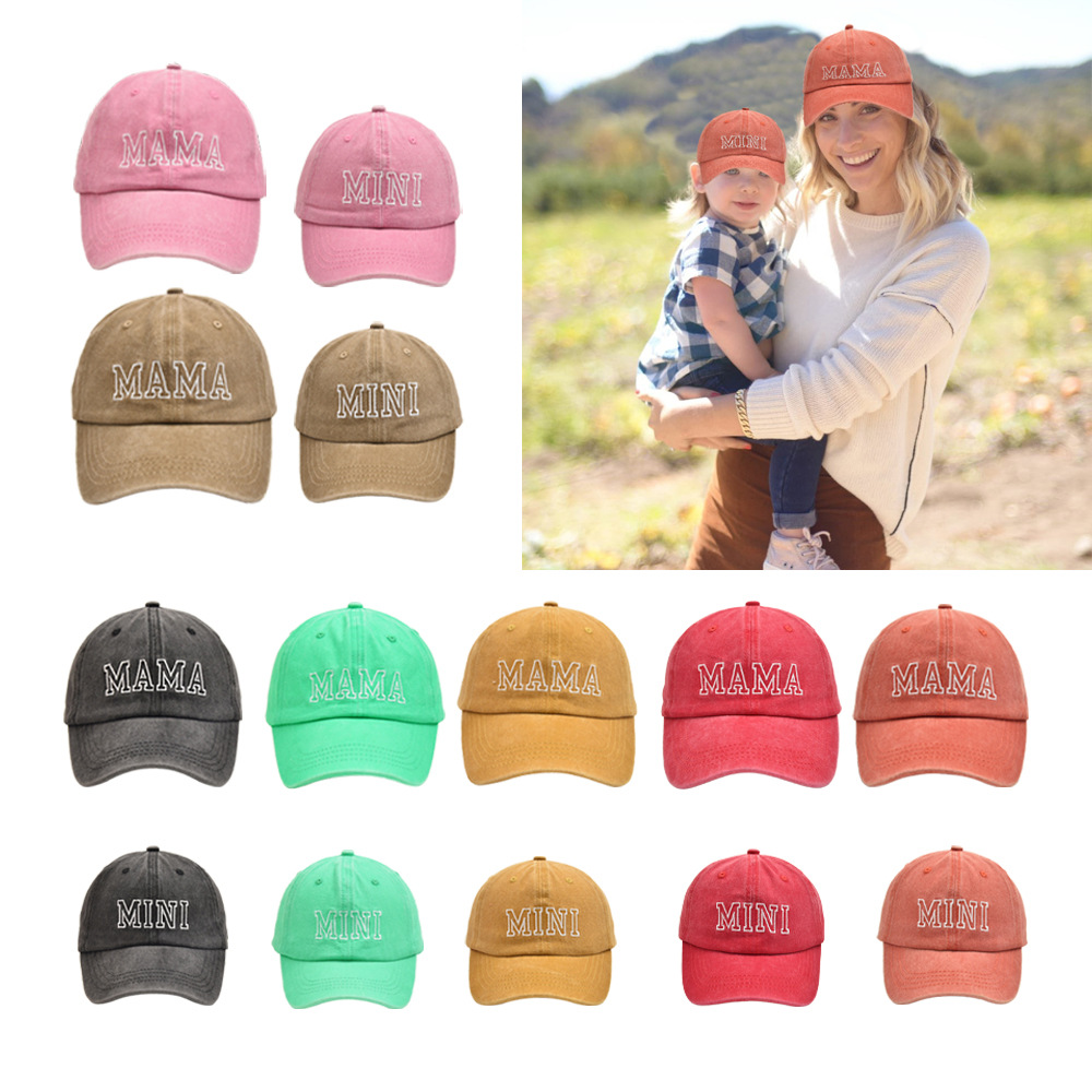 Party Hats MAMA Baseball Hat for Parent-child Sun Visor Letters Printing Washed Caps Boy Girls L2