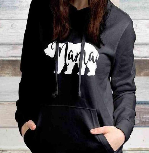 Mama Bear sudaderas con capucha Sudadera con capucha personalizada con bolsillo de canguro Sudaderas con capucha de oso divertido jersey de invierno informal para mujer regalo para mamá Top L220627948892