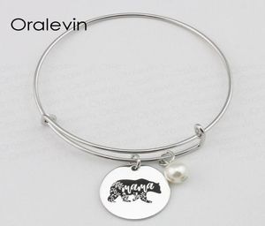 MAMA BEAR Inspirerende Hand Gestempeld Gegraveerde Aangepaste Charme Hanger Boheemse Draad Armband Bangle MAMA039s Gift Diy Jewelry10Pc5794935