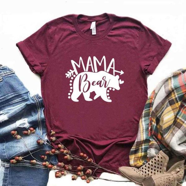 Camiseta con estampado de oso de mamá para mujer, camiseta informal divertida para mujer Yong Girl, camiseta superior