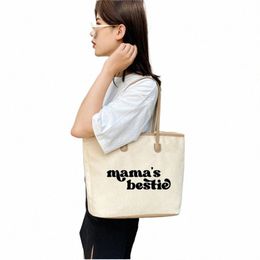 Mama's Bestie Canvas Beach Tote Tas, Persalized Gifts for Women, Mom, Friends, Teachers and Bridesmaids O2JC#