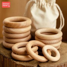 Mamihome 50pc 40mm70 mm Beech Anneaux en bois bébé Teether un rongeur de jute libre bricolage Bracelets pour enfants Toys 240407