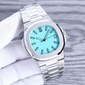 kijk herenhorloge blauwe wijzerplaat Automatisch mechanisch uurwerk Zilver roestvrij stalen armband Saffier Waterdicht Designer horloges 40 mm