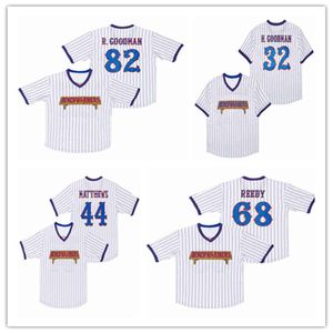 Homme Benchwarmers Jersey Baseball 68 Clark Reedy 32 Howie Goodman 82 Richie Goodman 44 Gus Matthews Chemises à rayures cousues Taille S-XXXL