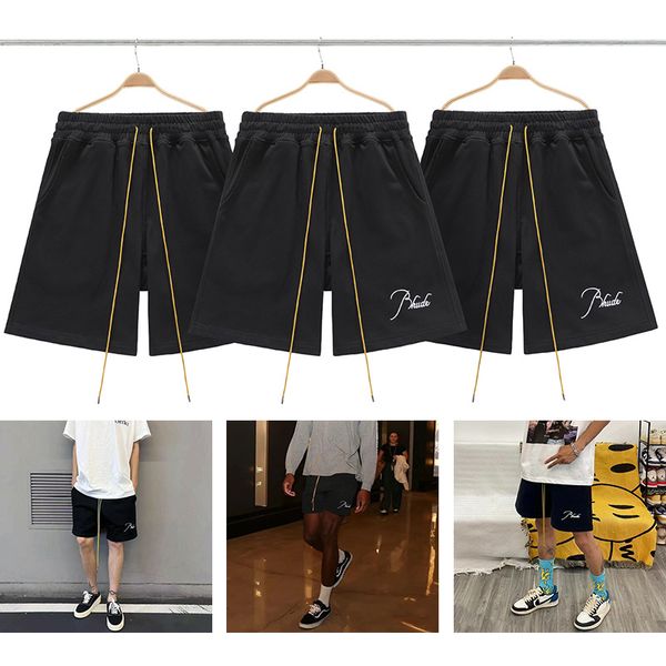 Homme noir designer rhude broderie survêtement shorts shorts de plage vêtements de sport d'été hommes jogger pantalons courts taille américaine S-XL