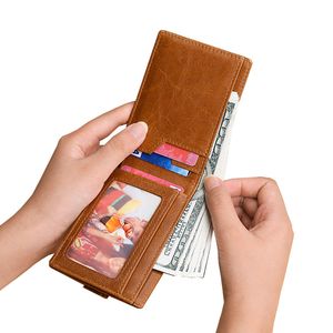 Porte-cartes de visite pour hommes, Mini mince en cuir véritable, blocage Rfid, porte-carte d'identité de crédit, pince à billets