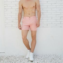 Man Casual Summer Shorts Pink Green Fashion England Style 220722