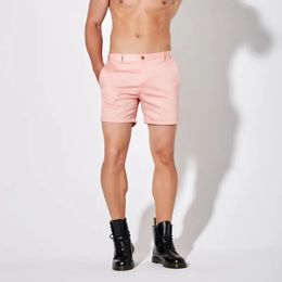 Man Casual zomer super stretch shorts roze kleur voor slanke guy 240402