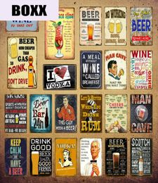 Homme cave bière décor bourse rhum vodka metal signes vintage pub drôle de bar décor mural règles de vin applaudisse