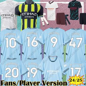 Man City 24 25 Haaland Soccer Jersey Year Dragon Grelish Gvardiol Alvarez de Bruyne Foden Football Tops Tops Mancheste RS City Kids Kit 2024 2025