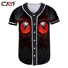 Hombre colorido camisa de béisbol 3D impreso personalidad camiseta ojos rojos terror para hombre spandex camiseta al por mayor 220623