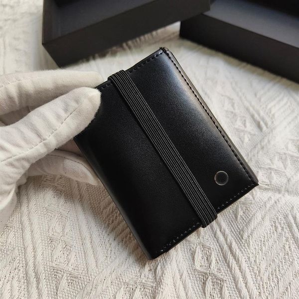 Cartera de crédito para hombre Diseñador de moda Titular de la tarjeta Monedero de marca de lujo Cierre de cordón de cuero Cartera de monedero delgada viene con caja273k