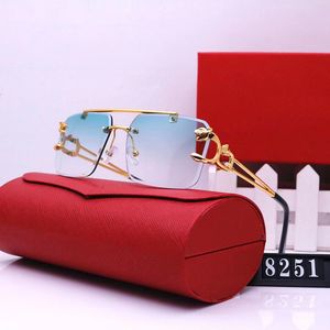 Hombre Gafas de sol de diseñador para mujer Gafas sin montura Gafas de sol Premiere de Carti con cabeza de doble puente Forma sin marco de metal Accesorios para gafas Sonnenbrille