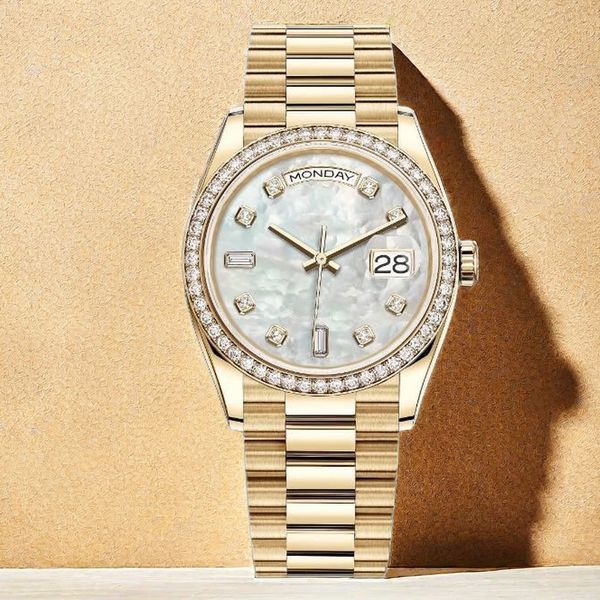 Hombre Reloj de diamantes con caja Relojes automáticos para relojes Estilo clásico Acero inoxidable 40 mm Oro Luminoso Zafiro Relojes de pulsera Dhgates