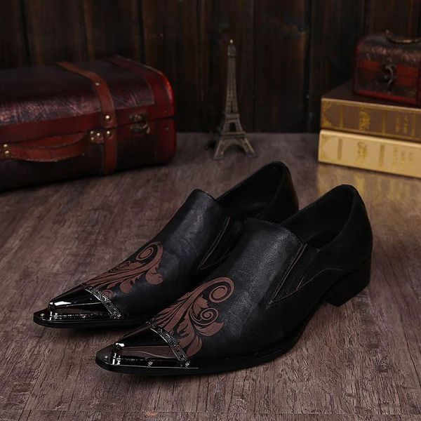 NUEVO 2018 Moda Hombre Zapatos de vestir personalidad moda hombre puntiagudo zapatos de tacón alto estilista peluquero zapatos de hombre Cuero, US6-US12