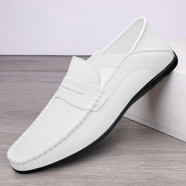 Homme robe de mariage modes d'été blancs de conduite blanc mocassins chaussures hommes mous