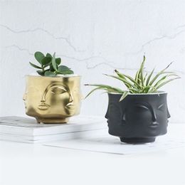 Vase à fleurs visage d'homme, accessoires de décoration de maison, vase en céramique moderne pour pots de fleurs, jardinières LJ201210299B