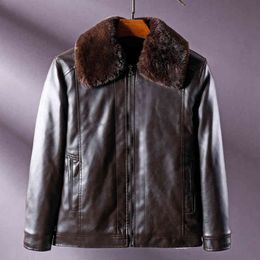 Man Faux Leather Oversized Winter Jacket 5xl Windbreaker Detachablar Faux bontjas mannelijk casual faux leer los overjas L220725