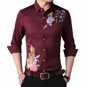 Man Fi Digitale Priting Dres Koreaanse Stijl Mannelijke Bloemen Shirts Lg Mouw Leisure Frs Kleding Gratis Schip 21bp #
