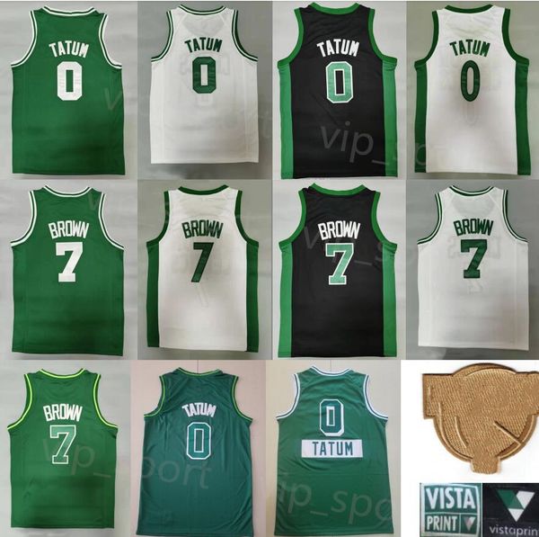 Finales de l'homme Jaylen Brown Jerseys 7 Jayson Tatum Basketball Jersey 0 Team Green White Black Ville gagnée Usure Uniform Top Quality Sponsor Vistaprint Patch