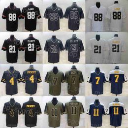 Man Football 7 Trevon Diggs Jerseys 11 Micah Parsons 4 Dak Prescott 21 Ezekiel Elliott 88 Ceedee Lamb Thanksgiving Navy Blue White Team Vapor Untouchable Uniform