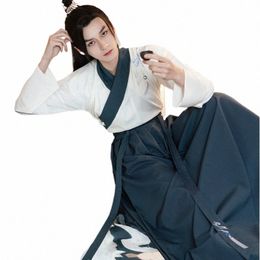 Homme HanFu traditionnel chinois vêtements Costume Couple ancien Original épéiste mâle Kimo broderie extensible 898I #