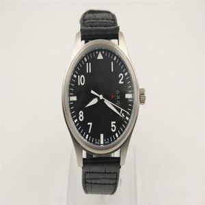 Man hoge kwaliteit AutoWatch voor mannen zwarte wijzerplaat platina kast zilver skelet Mark XVII horloge Leather323N