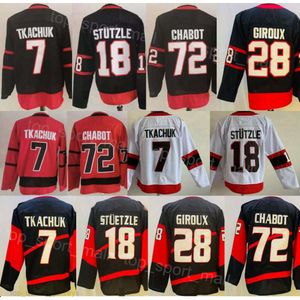 Heren IJshockey 18 Tim Stutzle Jerseys 28 Claude Giroux 7 Brady Tkachuk 72 Thomas Chabot Teamkleur Zwart Rood Wit Omgekeerd Retro All Stitch Voor sportfans Hoog/goed