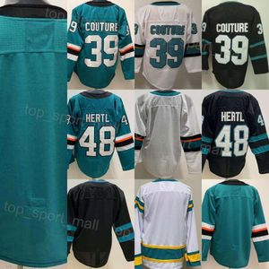 Homme Hockey sur glace 39 Logan Couture Jerseys 48 Tomas Hertl Reverse Retro Broderie et couture Team Couleur Noir Vert Blanc À l'extérieur pour les fans de sport Pur coton respirant