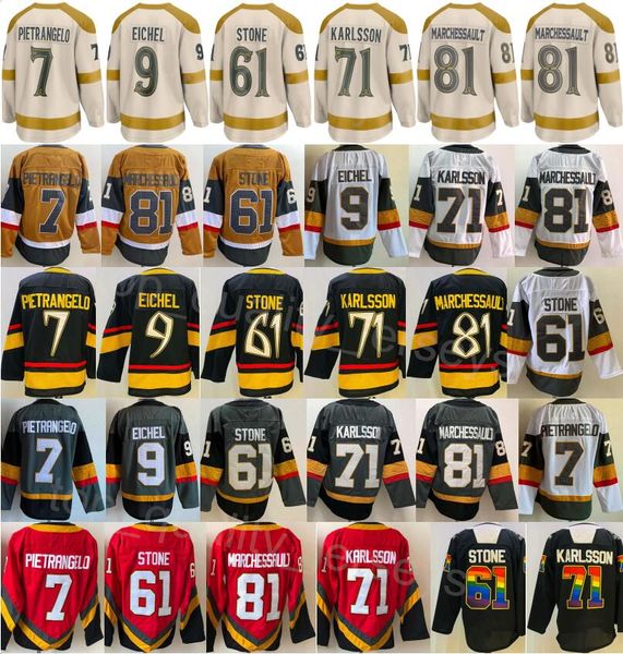 Maillot de hockey classique d'hiver 2024 9 Jack Eichel 61 Mark Stone 71 William Karlsson 81 Jonathan Marchessault 7 Alex Pietrangelo cousu rétro inversé pour les fans de sport