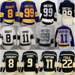 Man ijshockey 8 Drew Doughty Jerseys 11 Anze Kopitar 22 Kevin Fiala 9 Adrian Kempe 99 Wayne Gretzky Stadium Series Reverse Retro Paars Zwart Wit Alle Stitch Sale