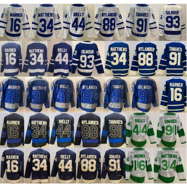 Hockey sur glace homme 91 John Tavares Jerseys 34 Auston Matthews 16 Mitchell Marner 88 William Nylander 44 Morgan Rielly 93 Doug Gilmour Reverse Retro Centennial Classic