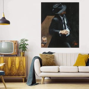 Homme en costume noir II Decor à la maison Grande peinture à l'huile sur toile Headcrafts / HD Imprimer Art Pictures Personnalisation est acceptable 21071307