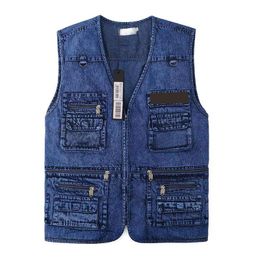 Man Jas Vesten Denim Jassen Mouwloze Heren Cowboy Jassen Jeans Met Budge Borduurwerk Designer Vest Outwears Straat Draagt M-3XL