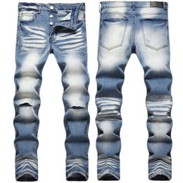 Hombre Jeans Baggy Stack Pant Diseñadores para hombre Jeans Distressed Ripped Biker Flaco Slim Straight Denim Imprimir Moda para mujer Mans Pantalones flacos Apilados Jeans Hombres Ropa