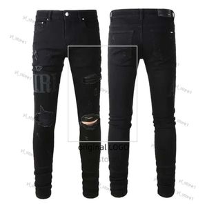 Homme en jean concepteur jean amirii jeans marque skinny slim fit trou de luxe pantalon de motard