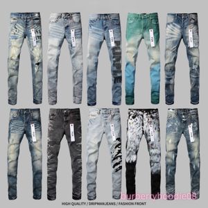 Man jeans ontwerper Jean Purple Jeans Brand Skinny Slim Fit Luxury Hole gescheurde Biker -broek Skinny Pant Designer Stack Mens Trend Trend Trousers