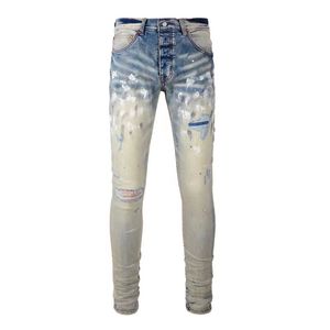 Man Jeans Designer Jeans Paarse Jeans Skinny Jeans Gescheurde Biker Slim Rechte Skinny Broek Designer Stack Jeans Mode Jeans Heren Trend Merk Vintage Broekmaat 30-40