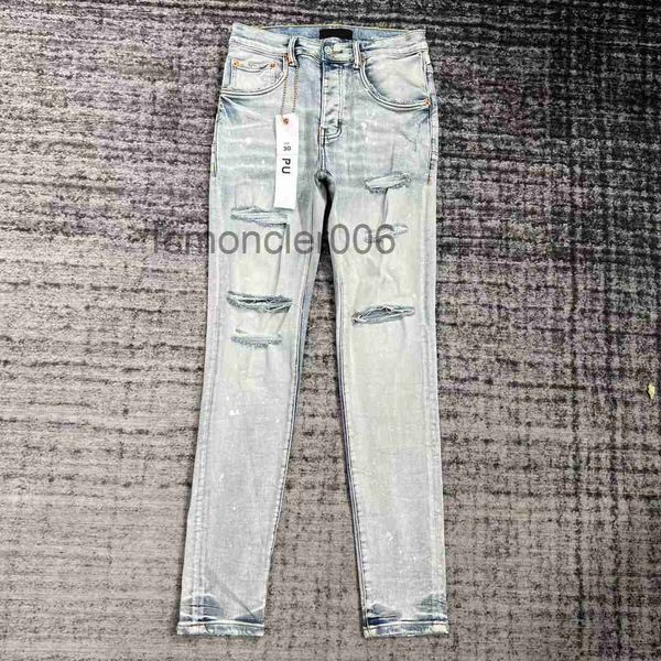 Hombre Jeans Diseñador Púrpura Flaco Rasgado Biker Slim Pantalones rectos Pila Moda Hombre Tendencia Marca Vintage Pantalón Nosotros G43I