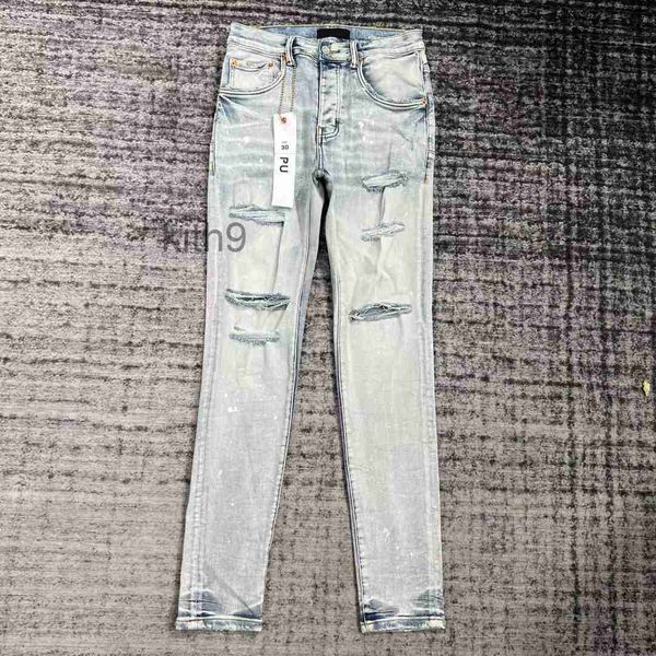 Hombre Jeans Diseñador Púrpura Flaco Rasgado Biker Slim Pantalones Rectos Pila Moda Para Hombre Tendencia Marca Vintage Pant Us Uakw