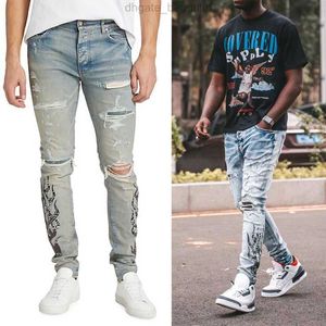 Jean homme 5 poches coupe ajustée pantalon de cowboy en coton denim extensible