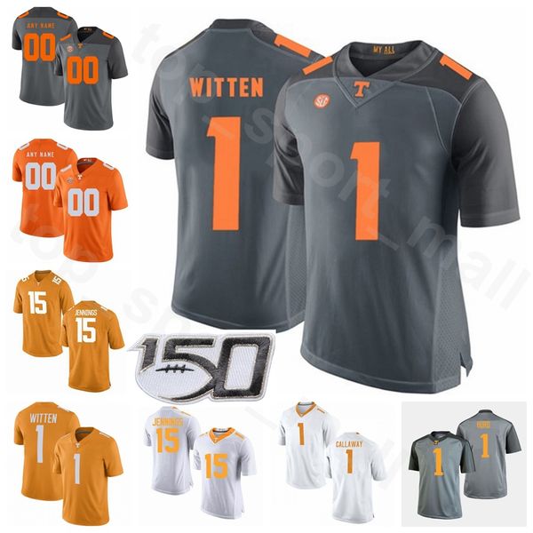 Niños Mujeres Hombres NCAA Fútbol Tennessee Volunteers College 1 Jason Witten Jersey 15 Jauan Jennings 1 Jalen Hurd 27 Al Wilson Márquez Callaway