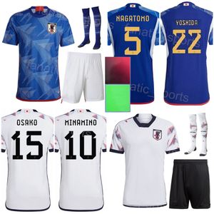 Homme Enfants Soccer Japon 10 Shinji Kagawa Maillots Coupe du Monde 2022 9 Takuma Nishimura 18 Shinji Okazaki 2 Miki Yamane 11 Shuto Machino Kits de maillots de football Équipe nationale