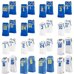 NCAA Basketbal College Ucla Bruins Jersey 3 Johnny Juzang 24 Jaime Jaquez Jr 1 Jules Bernard 10 Tyger Campbell 2 Cody Riley 5 Chris Smith University Team Blue White