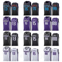 Man Kids Dames Gedrukt Basketbal Neemias Queta Jersey 88 Davion Mitchell 15 Tristan Thompson 13 Franz Wagner Zwart Purple White Team for Sport Fans Ademend