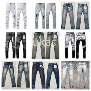 Man Ksubijeans pourpre Ripped Biker Slim Sket Skinny Pantalon Designer Stack Jeans Fashion Jean Mens Trend Brand Vintage Pant Men