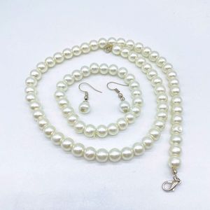 Ensemble de 3 pièces de colliers et boucles d'oreilles en perles artificielles, bijoux de Club pour fête d'anniversaire et de mariage pour femmes et filles