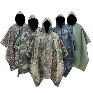 Homme militaire imperméable Camo imperméable imperméable manteau de pluie hommes imperméable femmes auvent de la pluie moto pluie Poncho 210925