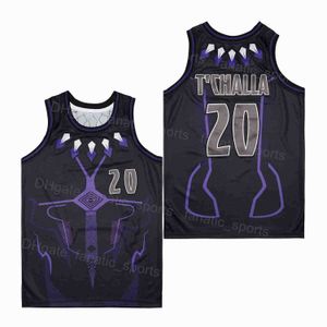 Homme Film Basketball Jerseys BLACK PANTHER 20 College Uniforme HipHop Couleur Noir Respirant Université Hip Hop Sport Tout Cousu Pur Coton Bonne Qualité En Vente